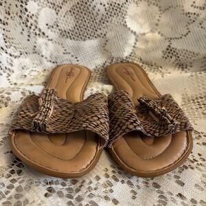 Born Crown Women's US 9 M/W Snakeskin Print Leather Slide Sandals